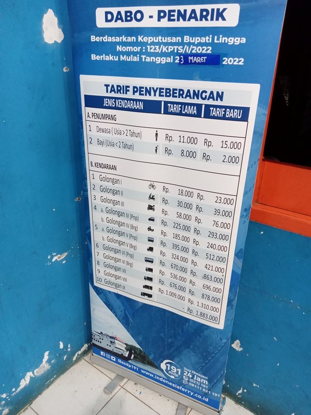 Harga Tiket kapal Dari Dabo ke Penarik Lingga
