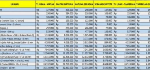 Harga Tiket KMP Bahtera Nusantara 01 Dari Bintan ke Natuna dan Sintete