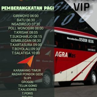 Jadwal Bus Agramas Dari Wonogiri ke Jakarta dan Tangerang