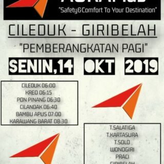 Jadwal Bus Agramas dari ciledug ke giribelah