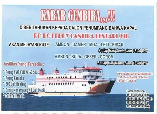 Jadwal Kapal KM Cantika Lestari 77 & Kapal Cantika Lestari 99B