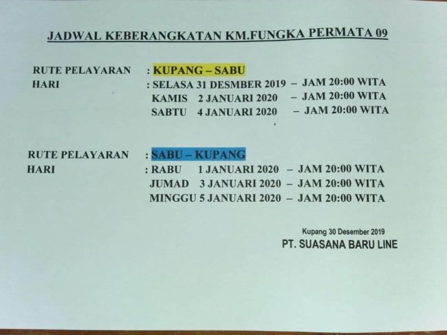 Jadwal Kapal Dari Kupang Ke Pulau Sabu Via Kapal Km Fungka Permata 09 Dan 10 Kata Omed