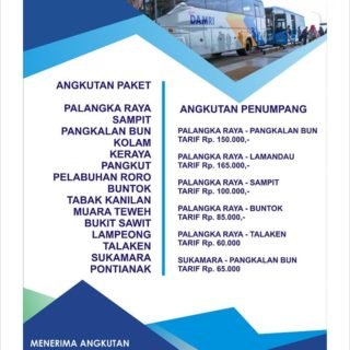 harga tiket bus damri di kalimantan tengah