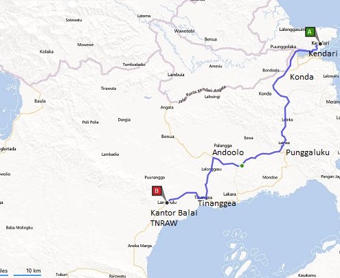 Rute menuju Taman Nasional Rawa Aopa Watumohai