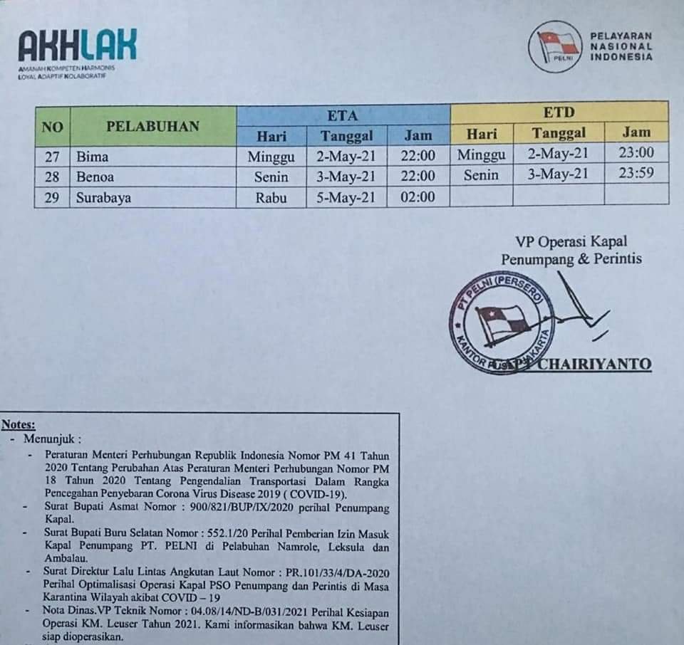 Jadwal Kapal Pelni Leuser Bulan Mei 2021 Dan Harga Tiketnya Kata Omed