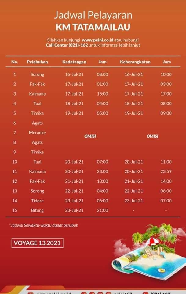 Jadwal Kapal Pelni Km Tatamailau Bulan Juli Dan Harga Tiketnya Kata Omed