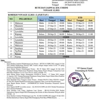 Jadwal Kapal Pelni KM Umsini Bulan September – Oktober 2021