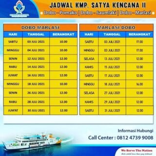 Jadwal Kapal KMP Satya Kencana II Dari Dobo Ke Marlasi