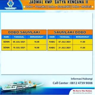 Jadwal Kapal KMP Satya Kencana II Dari Dobo Ke Saumlaki