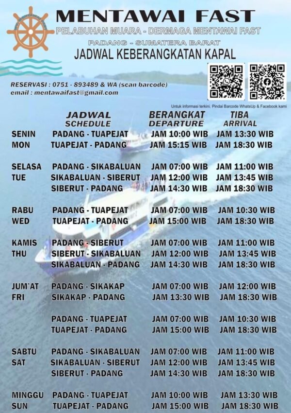 JADWAL TERBARU MV MENTAWAI FAST