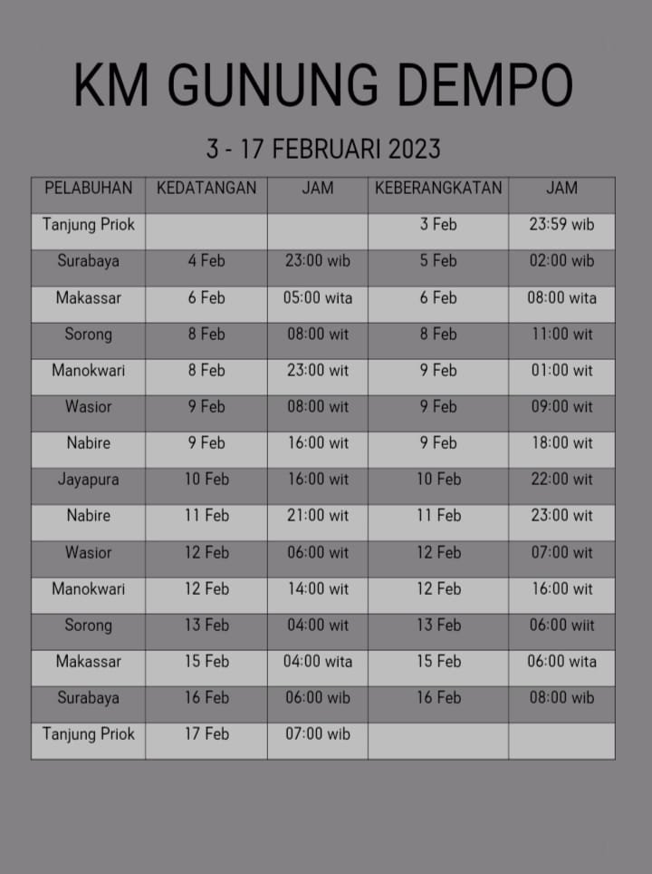 Jadwal Kapal Pelni Gunung Dempo Maret 2023 & Harga Tiketnya - KATA OMED