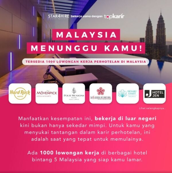 Salah Satu Lowongan Pekerjaan di Malaysia - Photo by TopKarir