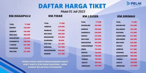 harga tiket kapal pelni dari Dobo