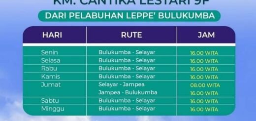 Jadwal KM Cantika Lestari 9F Dari Bulukumba Ke Selayar