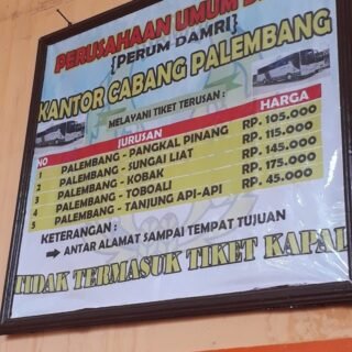 Jadwal Bus Damri Palembang - Pangkal Pinang