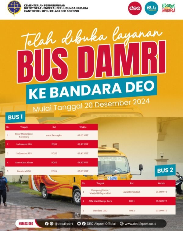 Bus DAMRI ke Bandara Udara Sorong DEO