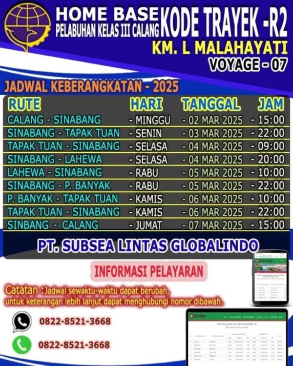 Jadwal Terbaru Kapal KM L MALAHAYATI