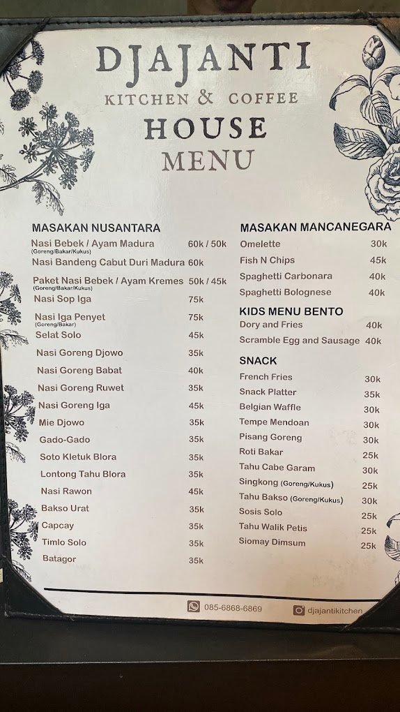 Menu Djajanti Kitchen & Coffee