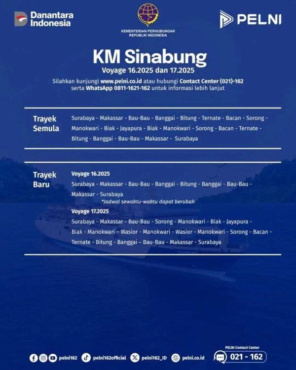 Rute Baru Kapal Pelni Km Sinabung