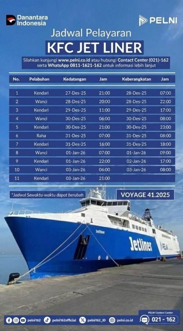 Jadwal Kapal KFC Jetliner Bulan Januari 2026